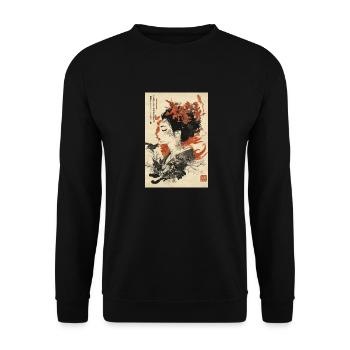 Floral Geisha Ink Art - Unisex Sweatshirt - black - Front - Alina (178cm) & Michal (187cm)
