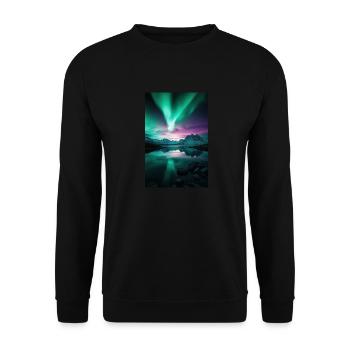 Aurora Over Arctic Peaks - Unisex Sweatshirt - black - Front - Alina (178cm) & Michal (187cm)