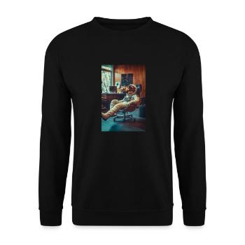 Chill Astronaut in Office - Unisex Sweatshirt - black - Front - Alina (178cm) & Michal (187cm)