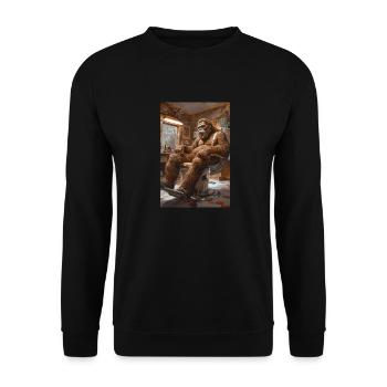 Sasquatch at the Barber Shop - Unisex Sweatshirt - black - Front - Alina (178cm) & Michal (187cm)