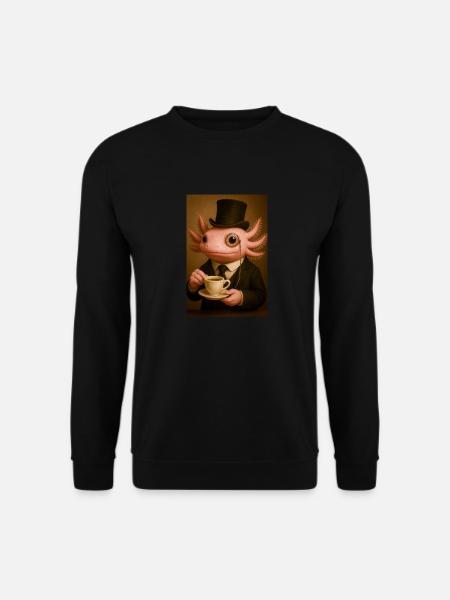Dapper Axolotl with Coffee - Unisex Sweatshirt - black