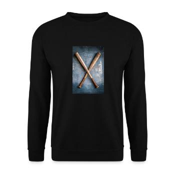 Klassische Baseballschläger gekreuzt - Unisex Pullover - Schwarz - Vorne - Alina (178cm) & Michal (187cm)