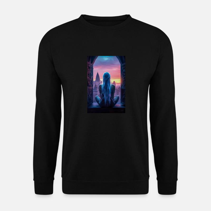 Fantasy City Sunset View - Unisex Sweatshirt - black