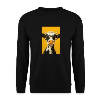 Vache fraîche avec des lunettes - Sweat-shirt Unisexe - noir - Devant - Alina (178cm) & Michal (187cm)