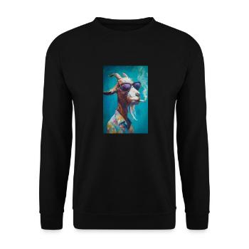 Chill Goat in Shades - Unisex Pullover - Schwarz - Vorne - Alina (178cm) & Michal (187cm)