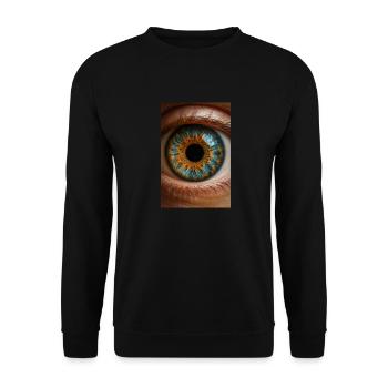Feurige blaue Iris Nahaufnahme - Unisex Pullover - Schwarz - Vorne - Alina (178cm) & Michal (187cm)