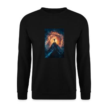Unter kosmischem Feuer - Unisex Pullover - Schwarz - Vorne - Alina (178cm) & Michal (187cm)