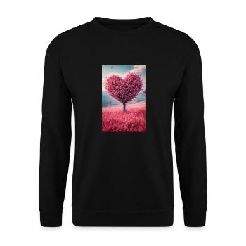 Romantic Heart Tree in Bloom - Unisex Sweatshirt - black - Front - Alina (178cm) & Michal (187cm)