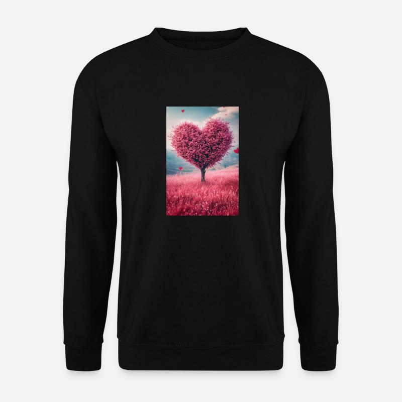 Romantic Heart Tree in Bloom - Unisex Sweatshirt - black