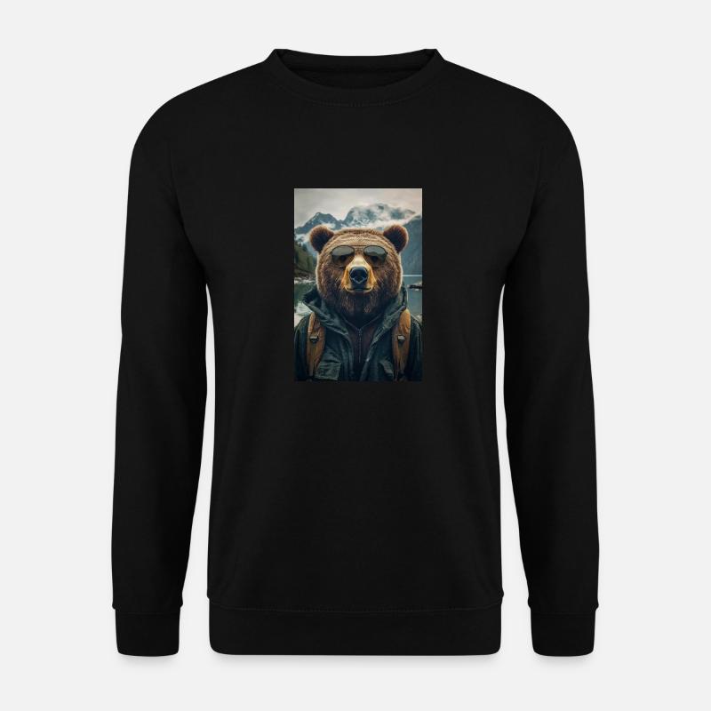 Cooler Wanderbär Entdecker - Unisex Pullover - Schwarz