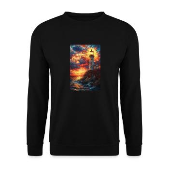 Vitrail phare coucher de soleil - Sweat-shirt Unisexe - noir - Devant - Alina (178cm) & Michal (187cm)