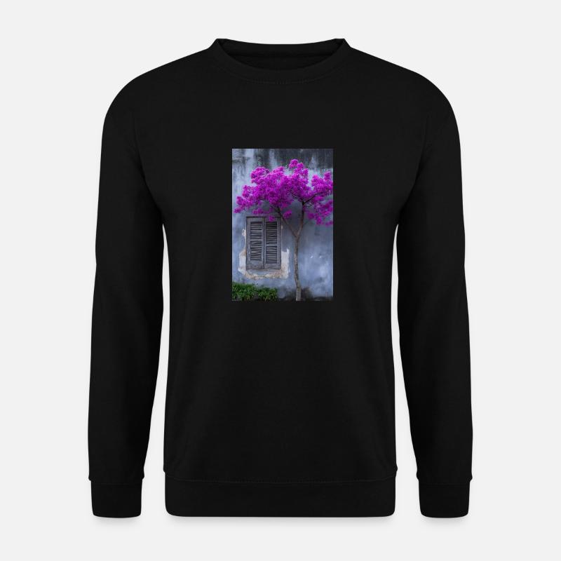 Vibrant Blossom Against Rustic Wall - Unisex Sweatshirt - black