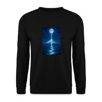Der Mondfluss fließt hinunter - Unisex Pullover - Schwarz - Vorne - Alina (178cm) & Michal (187cm)