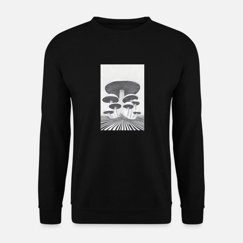 Optischer Pilzwald - Unisex Pullover - Schwarz