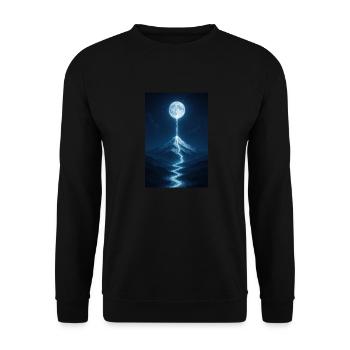 Fluss des Lichts vom Mond - Unisex Pullover - Schwarz - Vorne - Alina (178cm) & Michal (187cm)