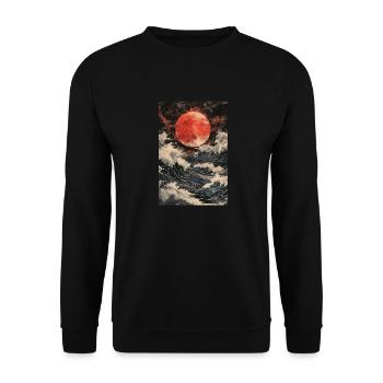 Lune rouge sur une mer orageuse - Sweat-shirt Unisexe - noir - Devant - Alina (178cm) & Michal (187cm)