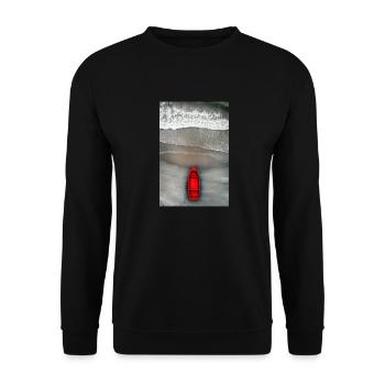 Red Boat on Grey Shore - Unisex Sweatshirt - black - Front - Alina (178cm) & Michal (187cm)
