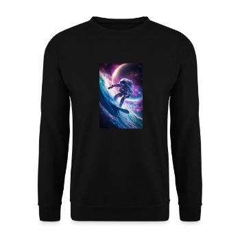 Surfen auf der kosmischen Welle - Unisex Pullover - Schwarz - Vorne - Alina (178cm) & Michal (187cm)