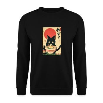 Ramen Cat Retro Poster - Unisex Sweatshirt - black - Front - Alina (178cm) & Michal (187cm)