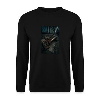 Rostiger Schlüssel zu vergessenen Geheimnissen - Unisex Pullover - Schwarz - Vorne - Alina (178cm) & Michal (187cm)