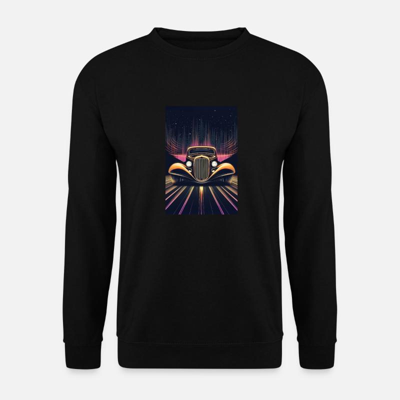 Retro-Fahrt durch Neonnächte - Unisex Pullover - Schwarz
