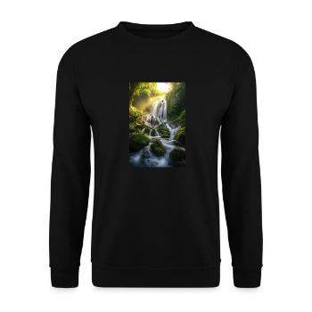 Mystic Jungle Waterfall - Unisex Sweatshirt - black - Front - Alina (178cm) & Michal (187cm)