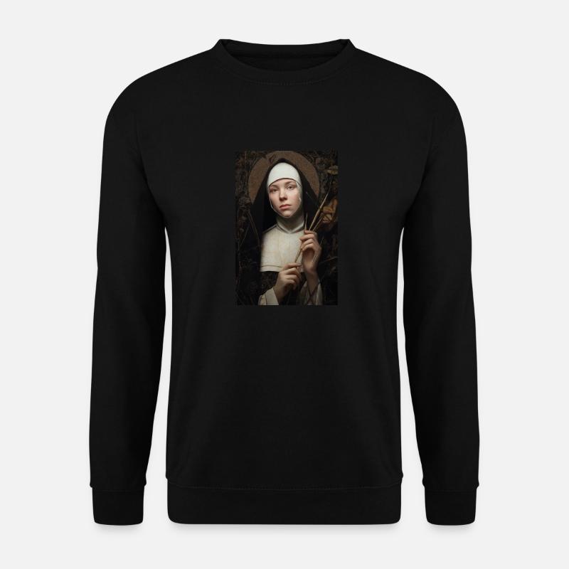 Heiteres Nonnenporträt - Unisex Pullover - Schwarz