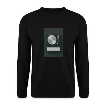 Minimalistischer Retro-Plattenspieler - Unisex Pullover - Schwarz - Vorne - Alina (178cm) & Michal (187cm)