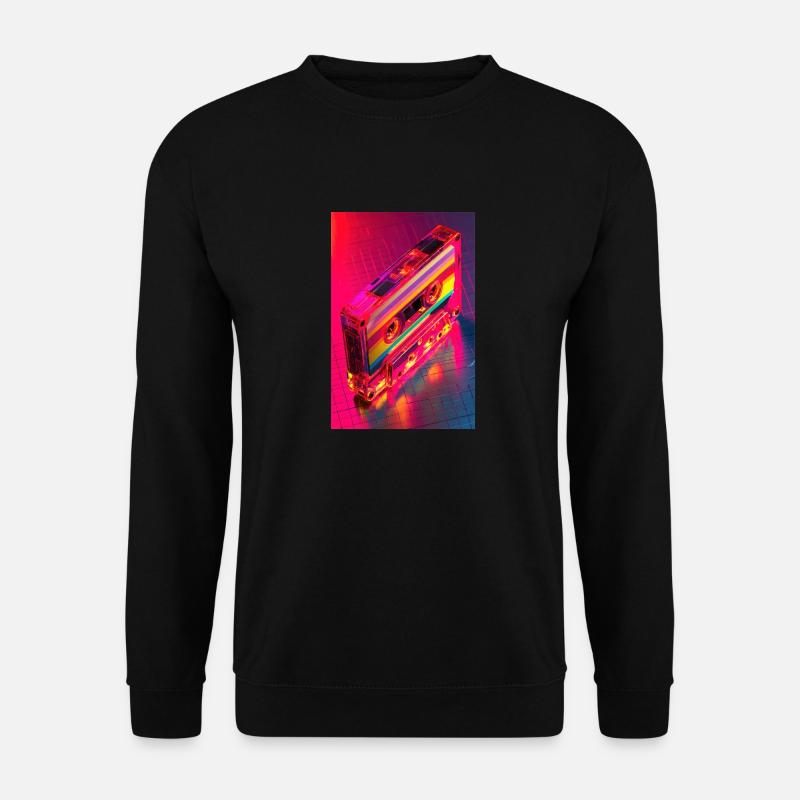 Neon Regenbogen Kassette - Unisex Pullover - Schwarz