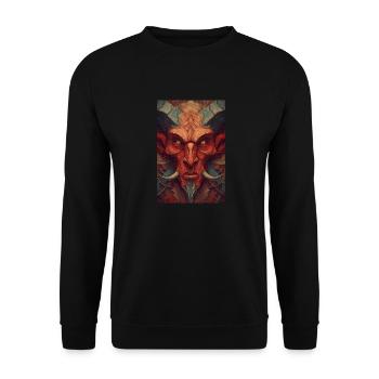 Höllische Dämonenmaske Kunst - Unisex Pullover - Schwarz - Vorne - Alina (178cm) & Michal (187cm)