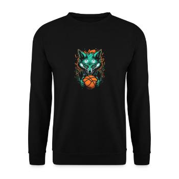Basketball Fox Player Neon Fox Sport Ball Sports - Unisex Sweatshirt - black - Front - Alina (178cm) & Michal (187cm)