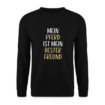Mein Pferd ist mein bester Freund - Unisex Pullover - Schwarz - Vorne - Alina (178cm) & Michal (187cm)