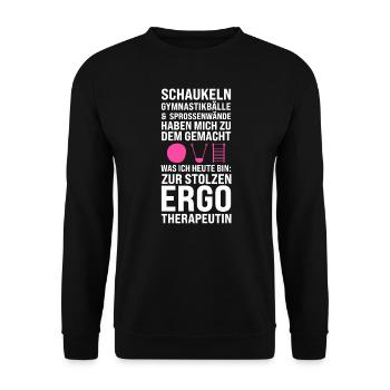 Ergotherapeutin Beruf Physiotherapeutin Geschenk - Unisex Pullover - Schwarz - Vorne - Alina (178cm) & Michal (187cm)