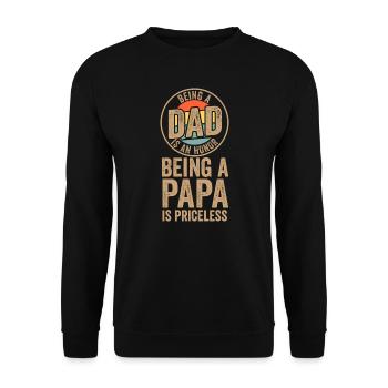 Papa & Opa Familie Papa Geschenk - Unisex Pullover - Schwarz - Vorne - Alina (178cm) & Michal (187cm)