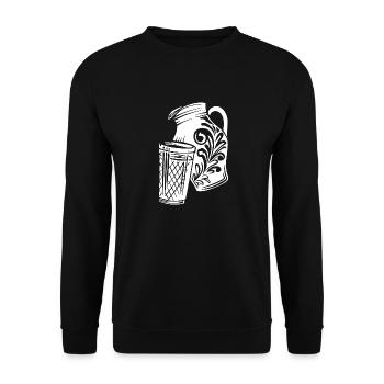 Apfelwein Hessisch Äppelwoi Geschenk Hessen Babbel - Unisex Pullover - Schwarz - Vorne - Alina (178cm) & Michal (187cm)