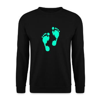 Menschliche Fußabdrücke Schritte Füße Schritte - Unisex Pullover - Schwarz - Vorne - Alina (178cm) & Michal (187cm)