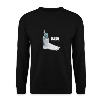 Leben auf großem Fuß - Unisex Pullover - Schwarz - Vorne - Alina (178cm) & Michal (187cm)