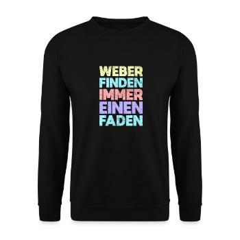 Weber Finden Immer Einen Faden - Unisex Pullover - Schwarz - Vorne - Alina (178cm) & Michal (187cm)