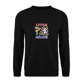 Little Miss 1st Grade Unicorn - Unisex Sweatshirt - black - Front - Alina (178cm) & Michal (187cm)