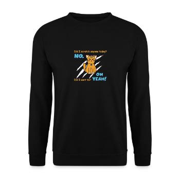 Chat sarcastique drôle griffé aujourd’hui Chat - Sweat-shirt Unisexe - noir - Devant - Alina (178cm) & Michal (187cm)