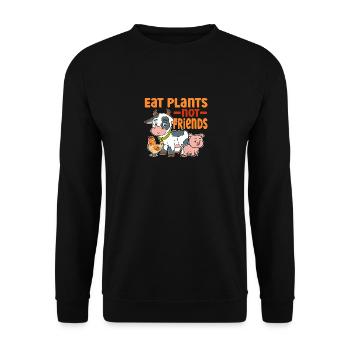 Vegan Eat Plants Not Friends Funny Vegetarian - Unisex Sweatshirt - black - Front - Alina (178cm) & Michal (187cm)