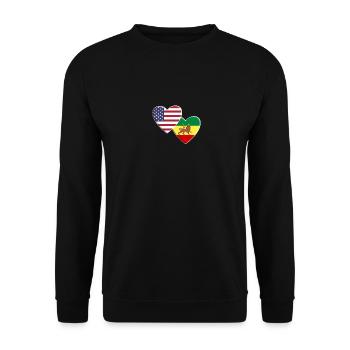 USA Amerikanische Rastafari Rastafari Flagge - Unisex Pullover - Schwarz - Vorne - Alina (178cm) & Michal (187cm)