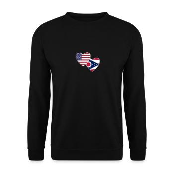 USA Amerikanische Flagge des Bundesstaates Ohio Patriotisch 4. - Unisex Pullover - Schwarz - Vorne - Alina (178cm) & Michal (187cm)