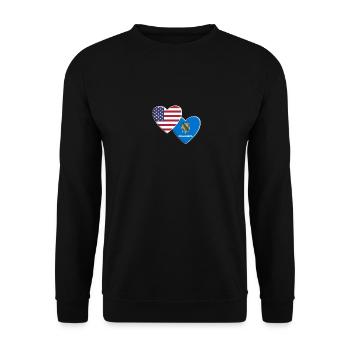 USA Amerikanische Flagge des Bundesstaates Oklahoma Patriotisch 4. - Unisex Pullover - Schwarz - Vorne - Alina (178cm) & Michal (187cm)