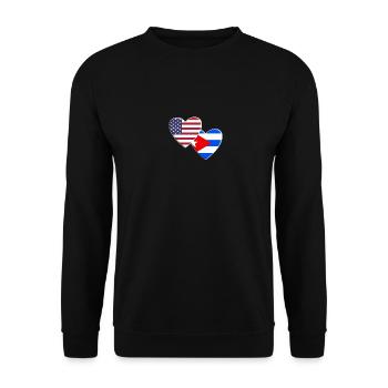 USA Amerikanisch Kuba Kubanische Flagge Patriotischer Stolz - Unisex Pullover - Schwarz - Vorne - Alina (178cm) & Michal (187cm)