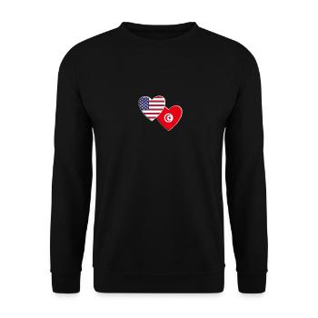 USA Amerikanisch Tunesien Tunesische Flagge Patriotisch - Unisex Pullover - Schwarz - Vorne - Alina (178cm) & Michal (187cm)