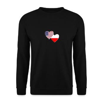 USA Amerikanisch Polen Polnische Flagge Patriotischer Stolz - Unisex Pullover - Schwarz - Vorne - Alina (178cm) & Michal (187cm)