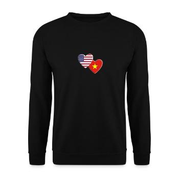 USA Amerikanisch Vietnam Vietnamesische Flagge Patriotisch - Unisex Pullover - Schwarz - Vorne - Alina (178cm) & Michal (187cm)