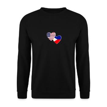 USA Amerikanisch Philippinen Philippinische Flagge Patriotisch - Unisex Pullover - Schwarz - Vorne - Alina (178cm) & Michal (187cm)