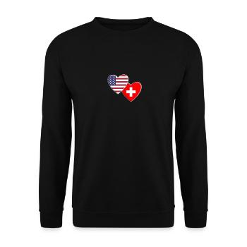 Etats-Unis Suisse Américaine Drapeau Suisse Patriotique - Sweat-shirt Unisexe - noir - Devant - Alina (178cm) & Michal (187cm)
